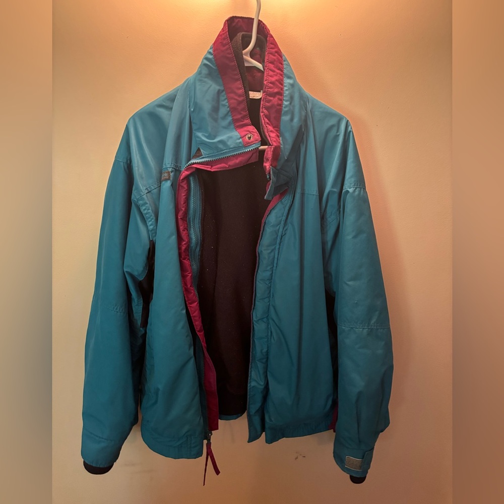 Teal & Maroon 3 in 1 winter ski jacket